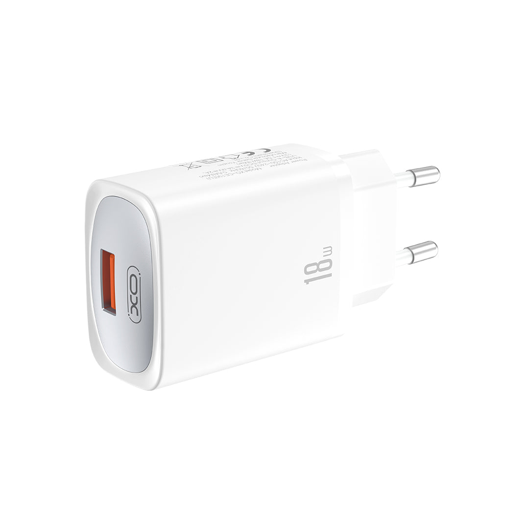 Polnilnik omrežja s kablom USB-C XO Design CE19, 18W, 3A, 1 x USB-A, Bel