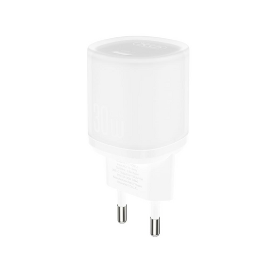 Polnilnik omrežja s kablom USB-C XO Design L150, 30W, 3A, 1 x USB-C, Bel