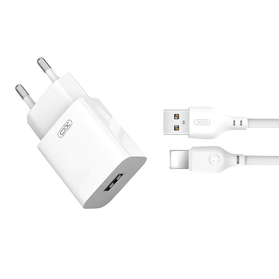Polnilnik omrežja s kablom Lightning XO Design L99, 12W, 2.4A, 1 x USB-A, Bel