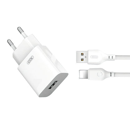 Polnilnik omrežja s kablom Lightning XO Design L99, 12W, 2.4A, 1 x USB-A, Bel