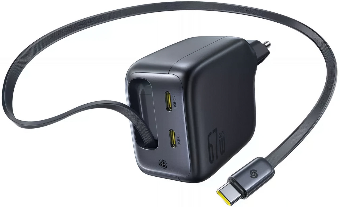 Polnilnik omrežja s kablom USB-C Baseus EnerCore CJ11, 67W, 3.35A, 2 x USB-C, črn E0121E00
