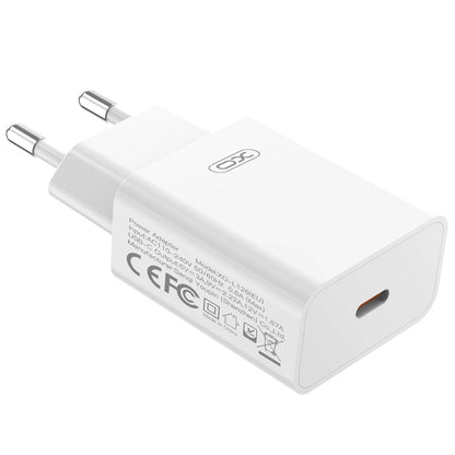 Omrežni polnilec z Lightning kablom XO Design L126, 20W, 3A, 1 x USB-C, bel