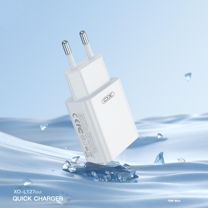 Omrežni polnilec z USB-C kablom XO Design L127, 18W, 3A, 1 x USB-A, bel