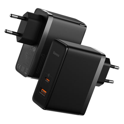 Polnilnik Baseus GaN5 Pro z USB-C kablom, 100W, 3A, 1 x USB-A - 1 x USB-C, Črn CCGP090201