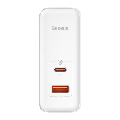 Polnilnik omrežja s kablom USB-C Baseus GaN5 Pro, 100W, 3A, 1 x USB-A - 1 x USB-C, Bel CCGP090202