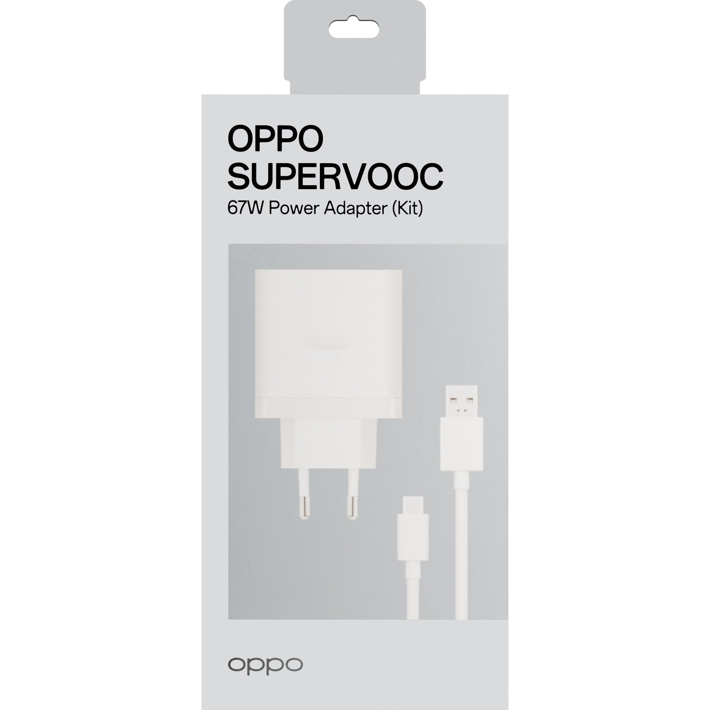 Omrežni polnilnik Oppo s kablom USB-C, 67 W, 6,1 A, 1 x USB-A, bel VCB7CAEH