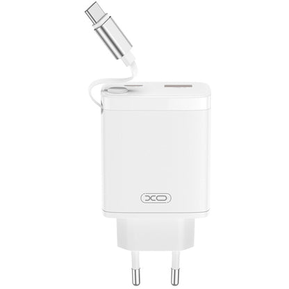 Polnilnik omrežja s kablom USB-C XO Design CE31, 30W, 3A, 1 x USB-A - 1 x USB-C, Bel
