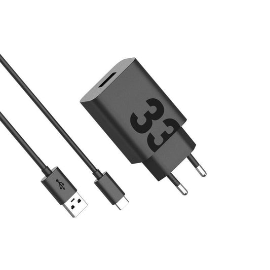 Polnilnik omrežja z USB-C kablom Motorola, 33W, 3A, 1 x USB-A, Črn PG38C06448