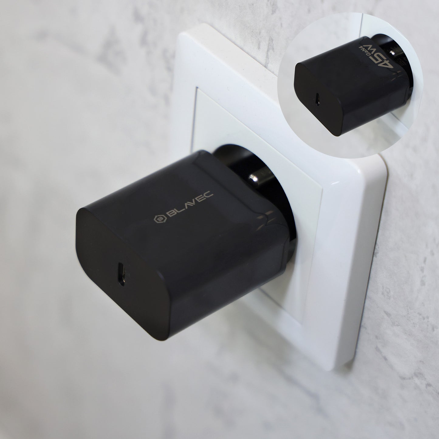 Polnilnik omrežja s kablom USB-C Blavec BC-7, 45W, 3A, 1 x USB-C, črn