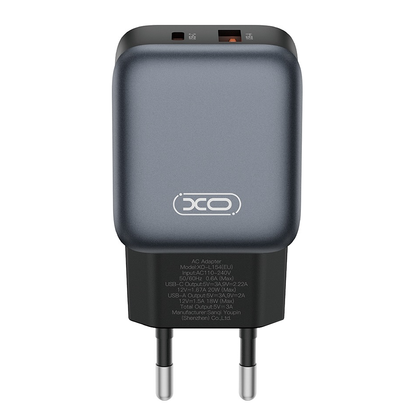 Polnilnik za omrežje s kablom Lightning XO Design L154, 20W, 3A, 1 x USB-A - 1 x USB-C, črn