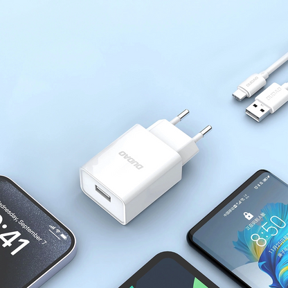 Polnilnik omrežja s kablom USB-C Dudao A4EU, 10W, 2.1A, 1 x USB-A, Bel