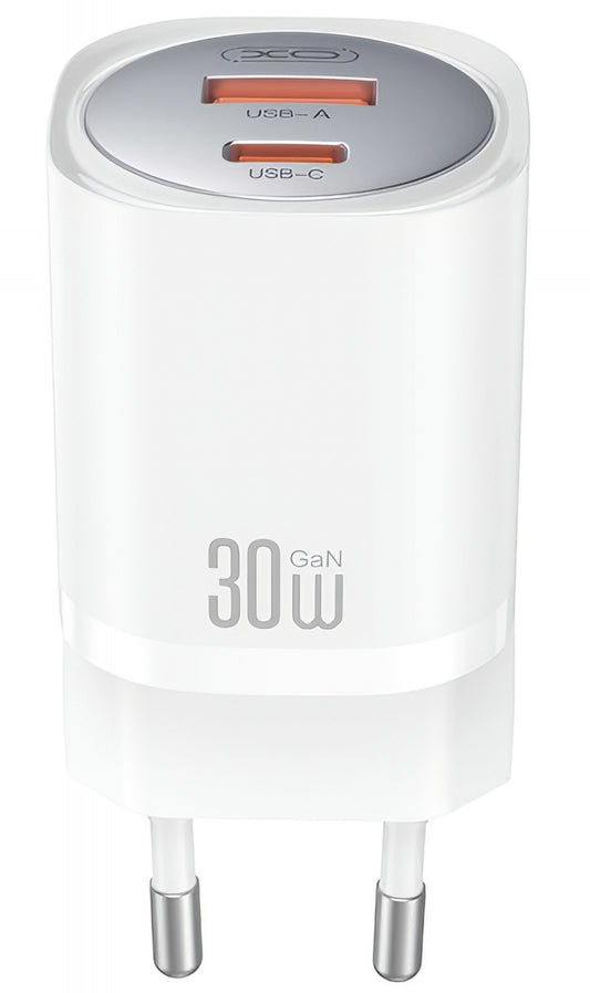 Polnilnik omrežja s kablom Lightning XO Design CE21, 30W, 3A, 1 x USB-A - 1 x USB-C, bel