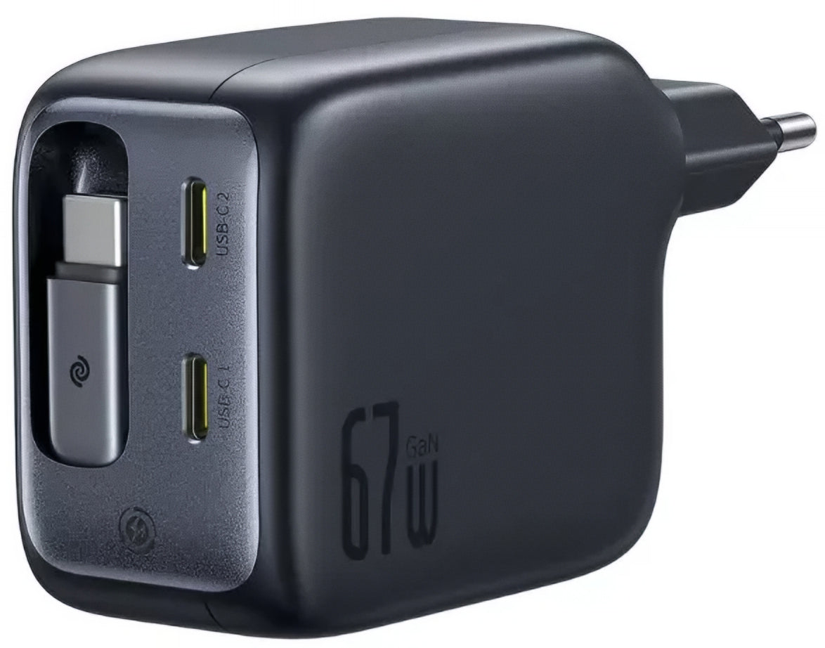 Polnilnik omrežja s kablom USB-C Baseus EnerCore CJ11, 67W, 3.35A, 2 x USB-C, črn E0121E00