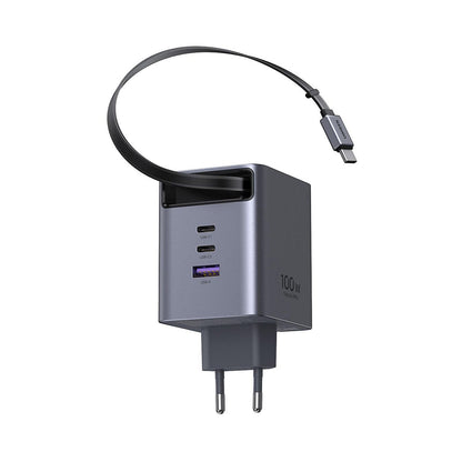 Omrežni polnilec z USB-C kablom UGREEN X616 (65828), 100W, 5A, 1 x USB-A - 3 x USB-C, Siva