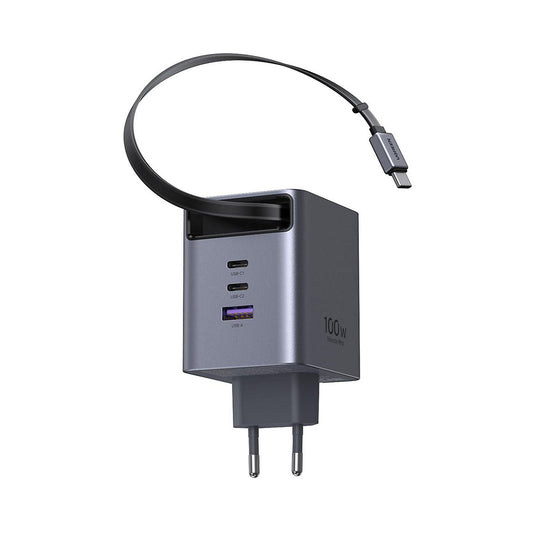 Omrežni polnilec z USB-C kablom UGREEN X616 (65828), 100W, 5A, 1 x USB-A - 3 x USB-C, Siva