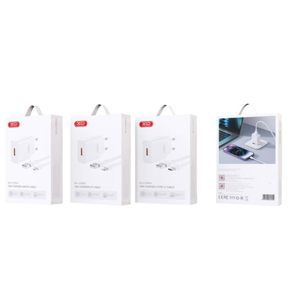 Omrežni polnilec z USB-C kablom XO Design L127, 18W, 3A, 1 x USB-A, bel