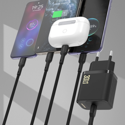 Omrežni polnilec z USB-C kablom Dudao A27PCEU, 30W, 3A, 1 x USB-C, črn