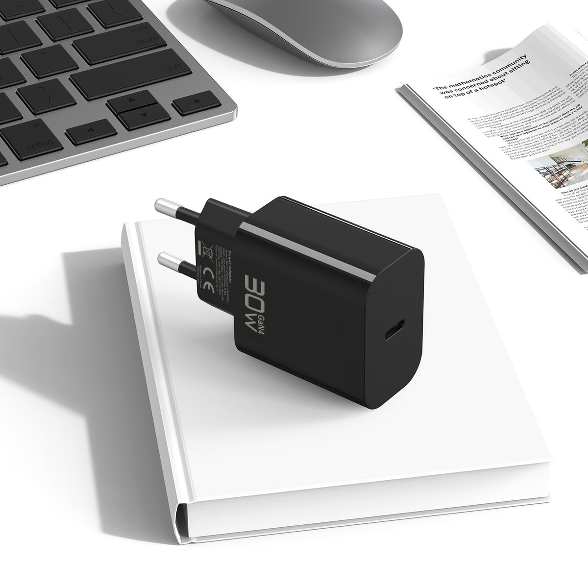 Omrežni polnilnik s kablom USB-C Blavec BC-14, 30 W, 3 A, 1 × USB-C, črn