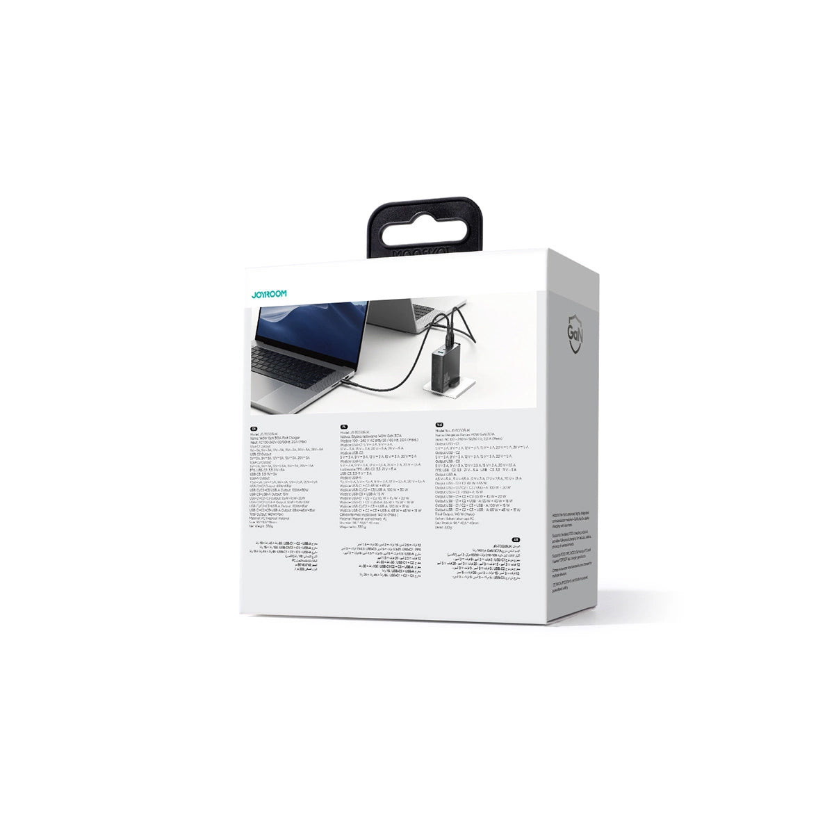 Omrežni polnilec z USB-C kablom Joyroom JR-TCG05UK, 140W, 5A, 1 x USB-A - 3 x USB-C, UK, črn