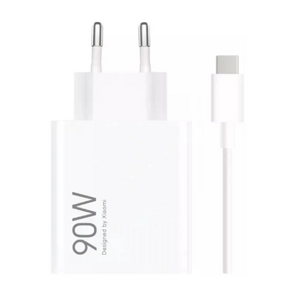 Polnilnik Xiaomi USB-C z omrežnim kablom, 90W, 6.1A, 1 x USB-A, Bel