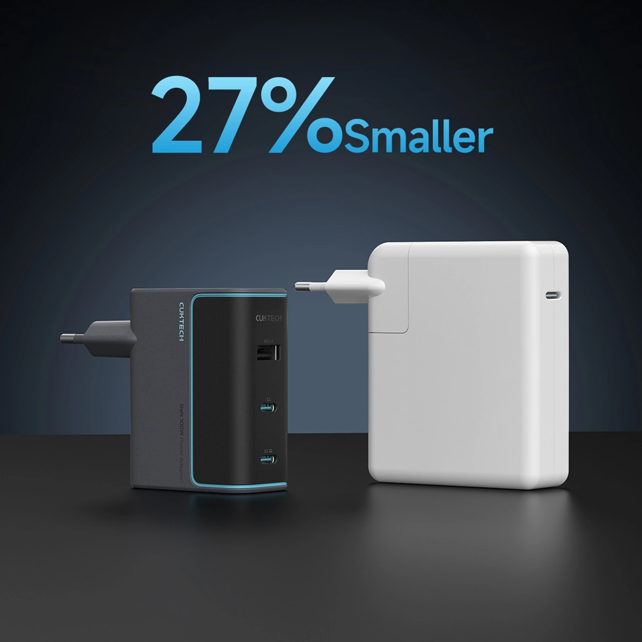 Polnilnik omrežja s kablom USB-C Cuktech, 100W, 5A, 1 x USB-A - 2 x USB-C, Siv CUKAD1003EUG