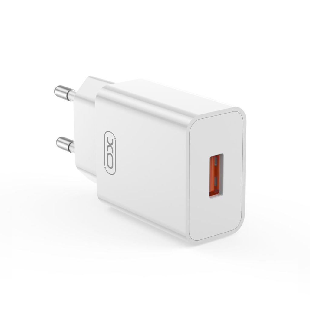 Omrežni polnilec z USB-C kablom XO Design L127, 18W, 3A, 1 x USB-A, bel