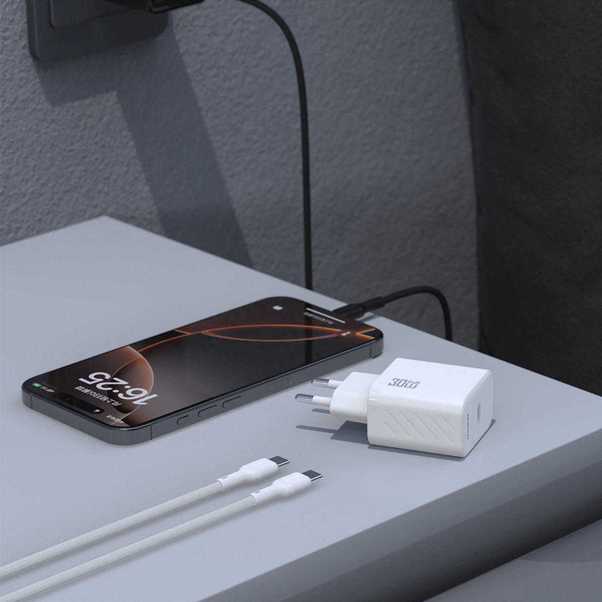 Omrežni polnilec z USB-C kablom Dudao A27PCEU, 30W, 3A, 1 x USB-C, črn