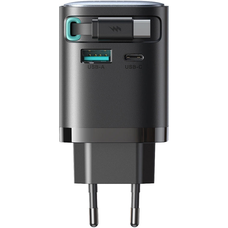 Joyroom JR-TCL02 USB-C Cabled Network Charger JR-TCL02, 65W, 3A, 1 x USB-A - 1 x USB-C, Black 
