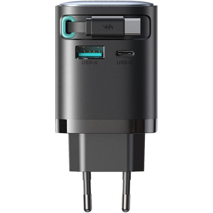 Joyroom JR-TCL02 USB-C Cabled Network Charger JR-TCL02, 65W, 3A, 1 x USB-A - 1 x USB-C, Black 