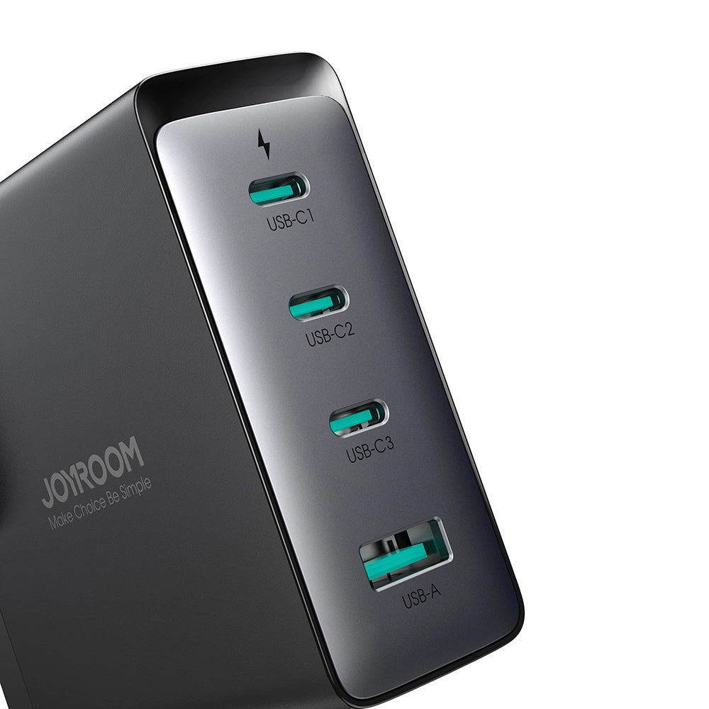 Omrežni polnilec z USB-C kablom Joyroom JR-TCG05UK, 140W, 5A, 1 x USB-A - 3 x USB-C, UK, črn