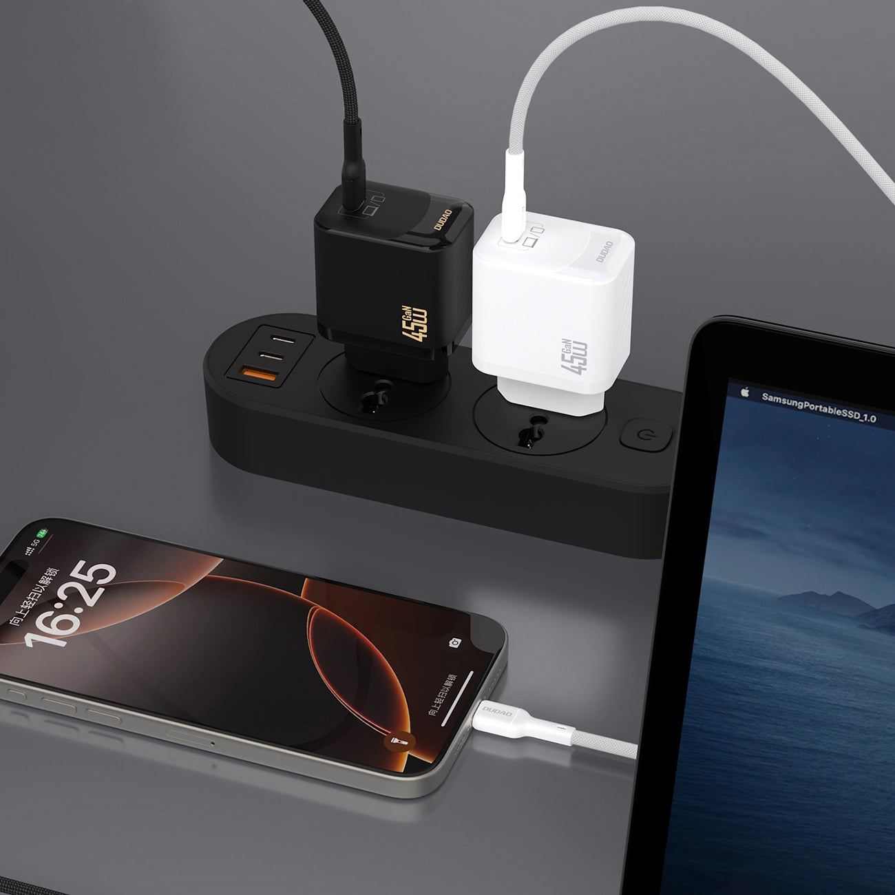 Polnilnik omrežja s kablom USB-C Dudao A28C, 45W, 3A, 1 x USB-C, črn