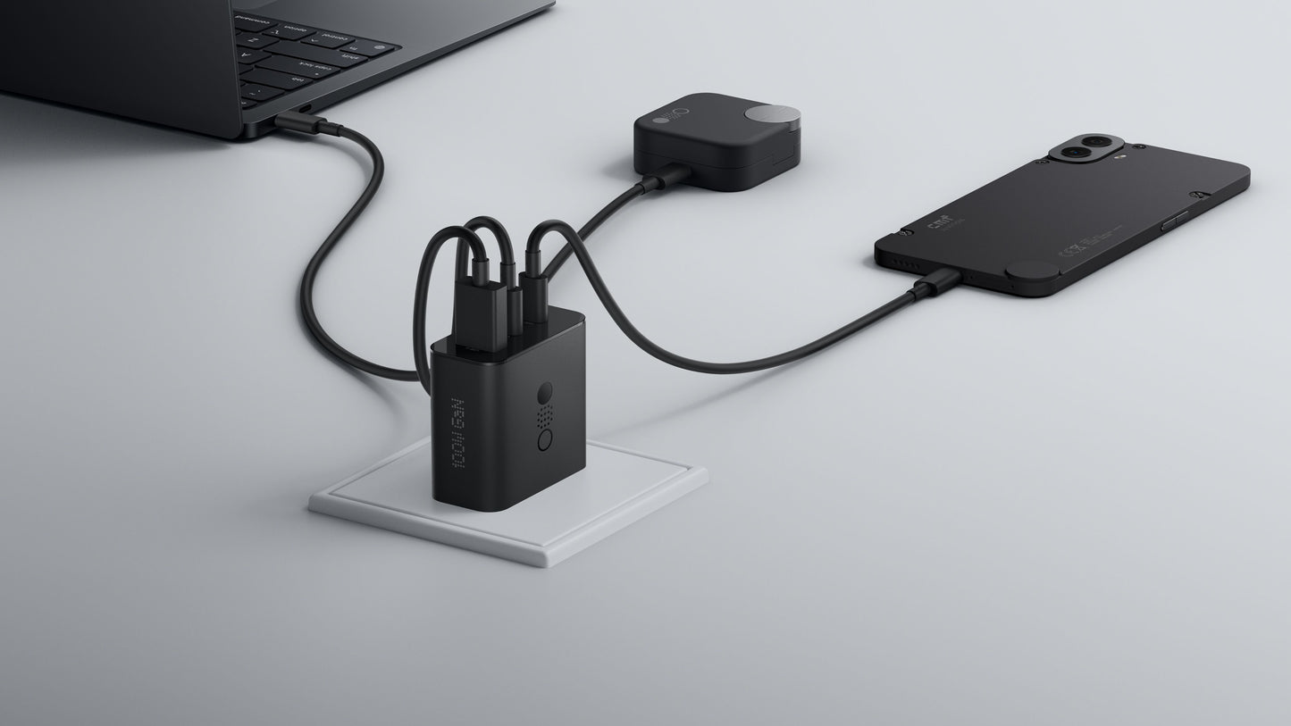 Polnilnik omrežja s kablom USB-C CMF by Nothing C349, 100W, 5A, 1 x USB-A - 2 x USB-C, Siv A10800016