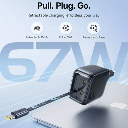 Polnilnik omrežja s kablom USB-C Baseus EnerCore CJ11, 67W, 3.35A, 2 x USB-C, črn E0121E00