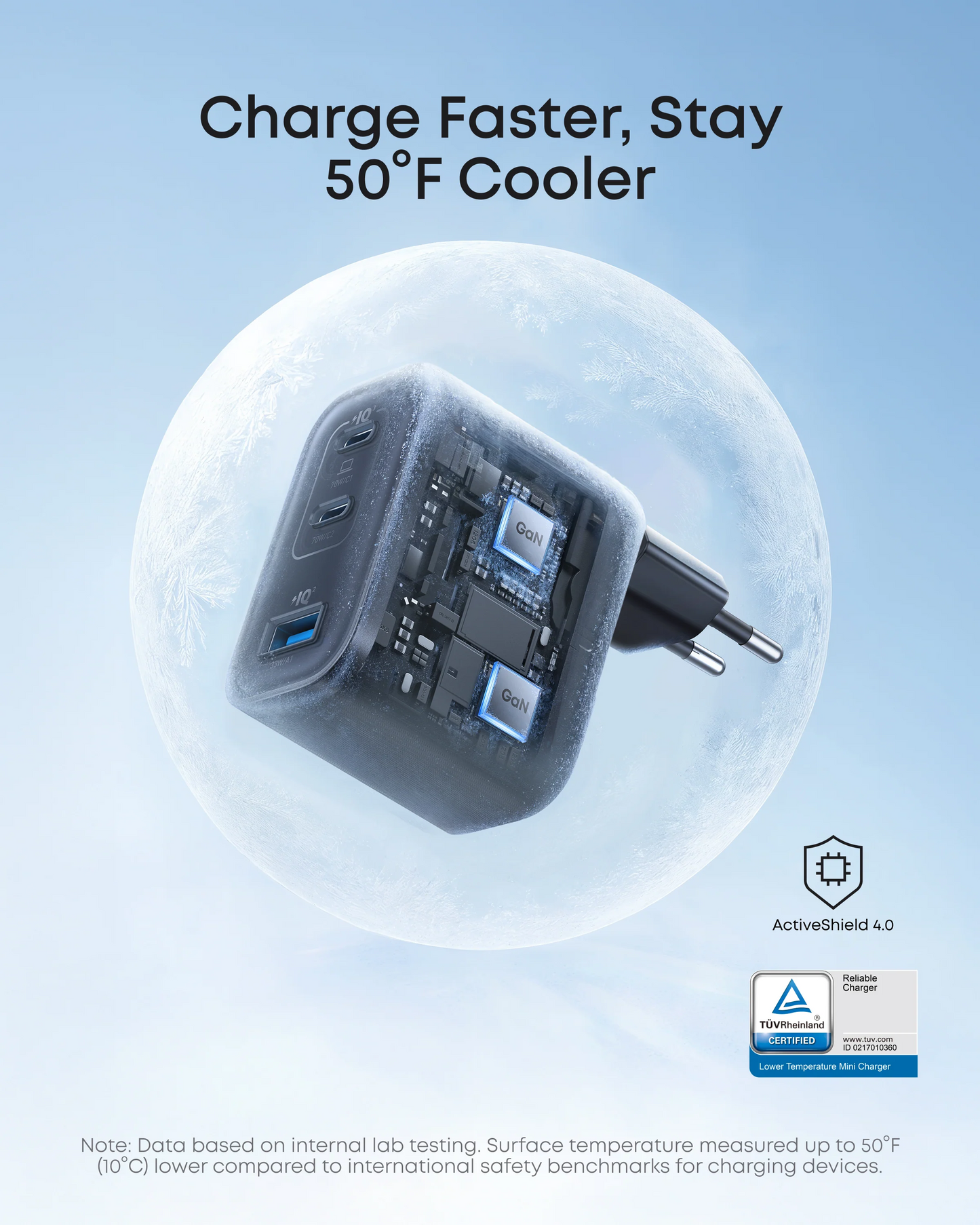 Polnilnik Anker Nano z omrežnim kablom USB-C, 70W, 3.5A, 1 x USB-A - 2 x USB-C, Siv B121A311