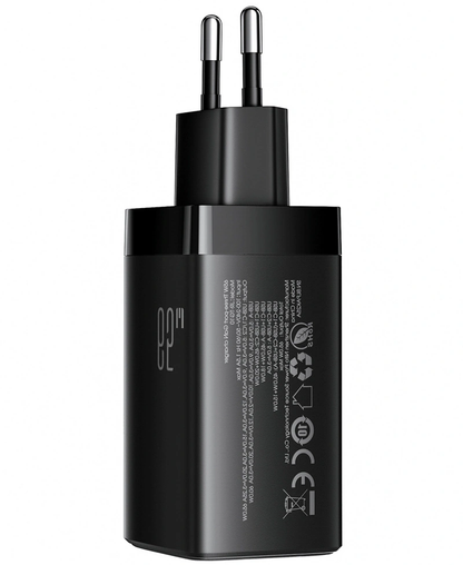 Joyroom JR-TG10 USB-C Cable Wall Charger, 65W, 3.25A, 1 x USB-A - 2 x USB-C, Black
