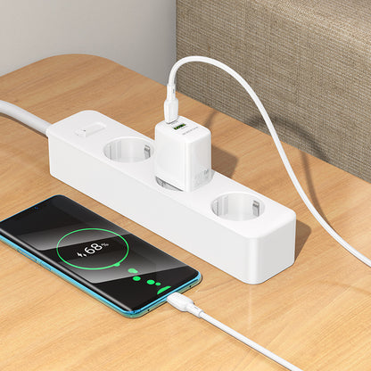Polnilnik omrežja s kablom USB-C Borofone BN27 Fuente, 20W, 3A, 1 x USB-A - 1 x USB-C, bel