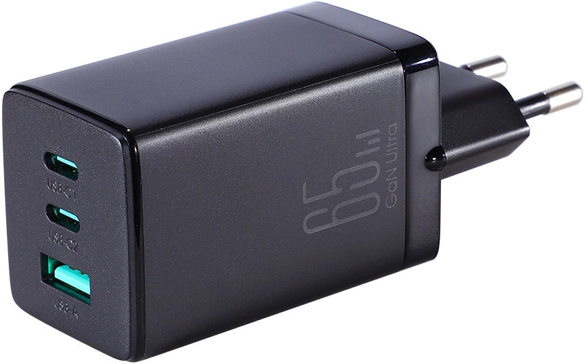 Polnilnik omrežja s kablom USB-C Joyroom TCG01, 65W, 3.25A, 1 x USB-A - 2 x USB-C, črn