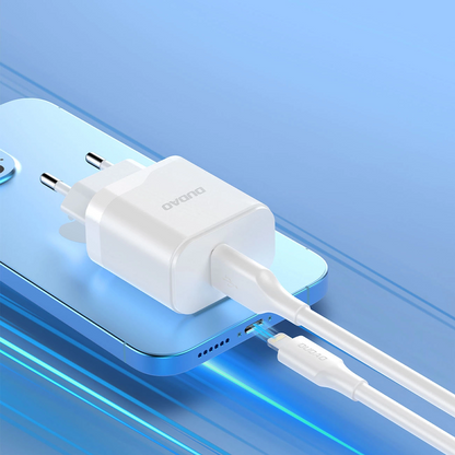 Polnilnik omrežja s kablom USB-C Dudao A20EU, 18W, 3A, 1 x USB-A, Bel