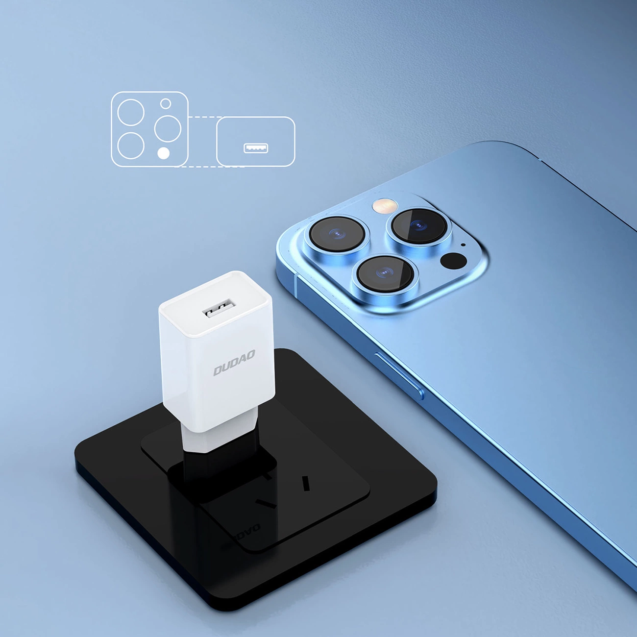 Polnilnik omrežja s kablom USB-C Dudao A4EU, 10W, 2.1A, 1 x USB-A, Bel