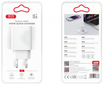 Polnilnik omrežja s kablom microUSB XO Design L159, 18W, 3A, 1 x USB-A, Bel
