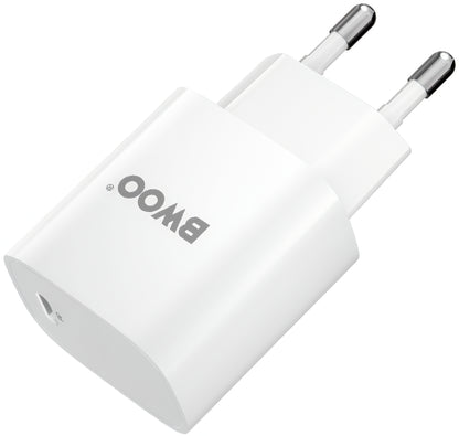 Omrežni polnilec z USB-C kablom BWOO CDA159, 20W, 3A, 1 x USB-C, Bel