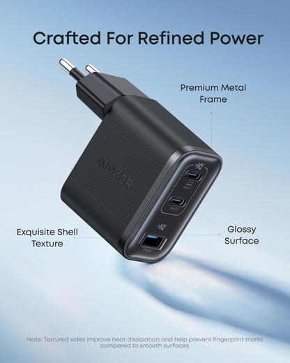 Polnilnik Anker Nano z omrežnim kablom USB-C, 70W, 3.5A, 1 x USB-A - 2 x USB-C, Siv B121A311
