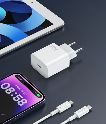 Sendem OG73 USB-C Cable Wall Charger, 20W, 3A, 1 x USB-C, White
