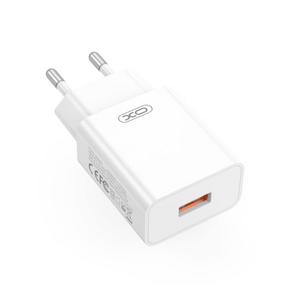 Omrežni polnilec z USB-C kablom XO Design L127, 18W, 3A, 1 x USB-A, bel