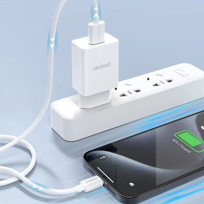 Polnilnik omrežja s kablom USB-C Dudao A4EU, 10W, 2.1A, 1 x USB-A, Bel