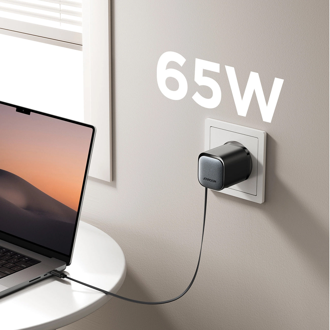 Joyroom JR-TCL02 USB-C Cabled Network Charger JR-TCL02, 65W, 3A, 1 x USB-A - 1 x USB-C, Black 