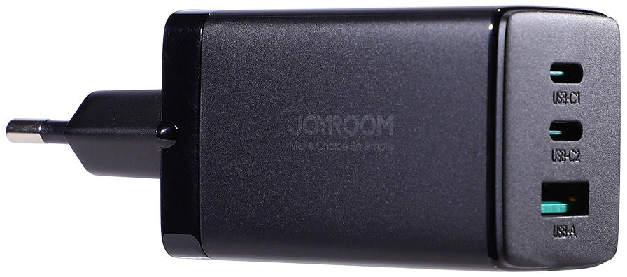 Polnilnik omrežja s kablom USB-C Joyroom TCG01, 65W, 3.25A, 1 x USB-A - 2 x USB-C, črn