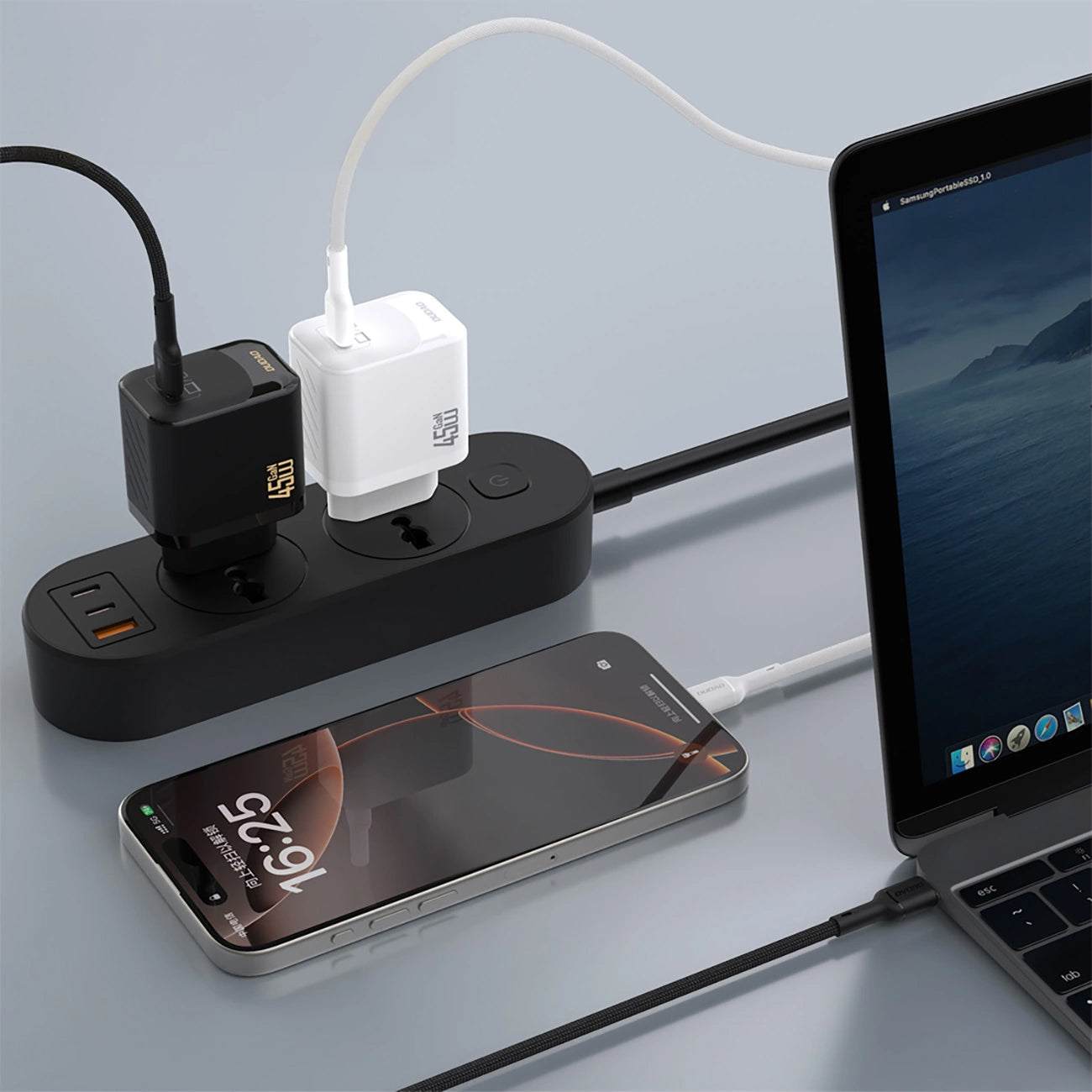 Polnilnik omrežja s kablom USB-C Dudao A28C, 45W, 3A, 1 x USB-C, črn