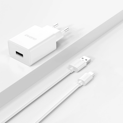 Polnilnik omrežja s kablom USB-C Dudao A4EU, 10W, 2.1A, 1 x USB-A, Bel