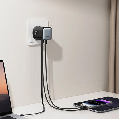 Joyroom JR-TCL02 USB-C Cabled Network Charger JR-TCL02, 65W, 3A, 1 x USB-A - 1 x USB-C, Black 